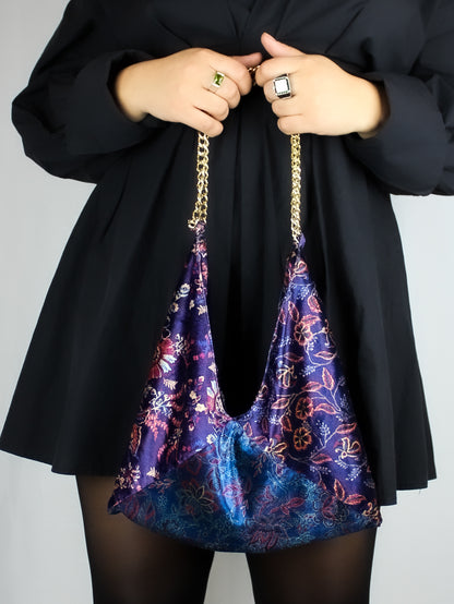 Floral Velour Cookie Bag with Chain